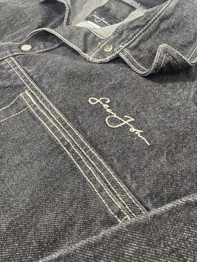 Sean John Black Denim Jacket with Contrast Stitching